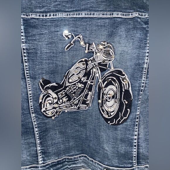 Platinum Plush Riding Free Motorcycle Denim Jacket - Picture 3 of 5